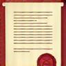 A document with a wax seal, representing intellectual property rights and protection.
